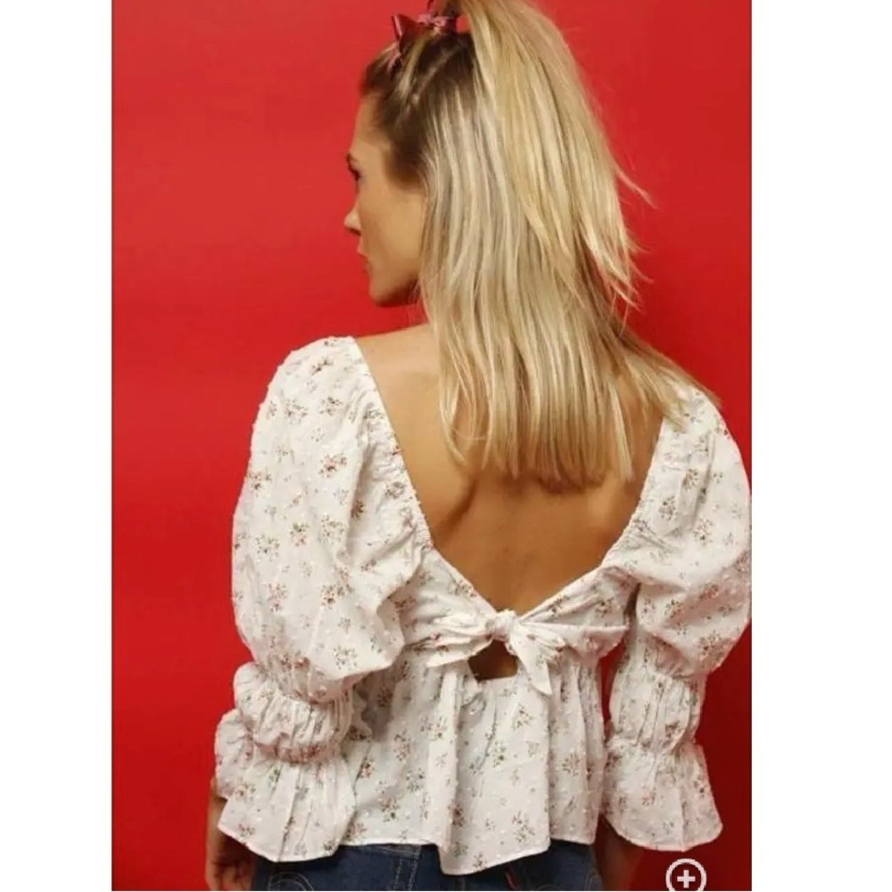 Storia Tie Back Floral Blouse size Small - Picture 2 of 6
